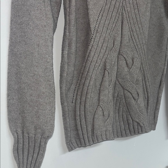 Evolution by Cyrus Women’s Small V-Neck Cable Knit Sweater Gray Stretch Soft - Picture 4 of 8